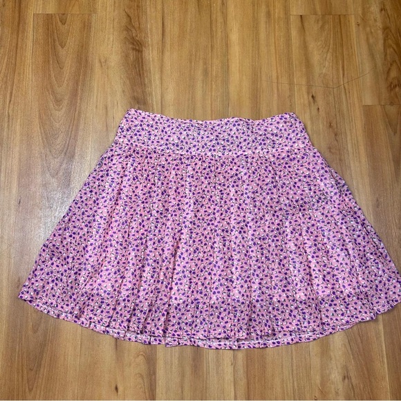 Blue Cherry Pink Pleated Skater Mini Skirt for Casual Wear - Picture 1 of 8